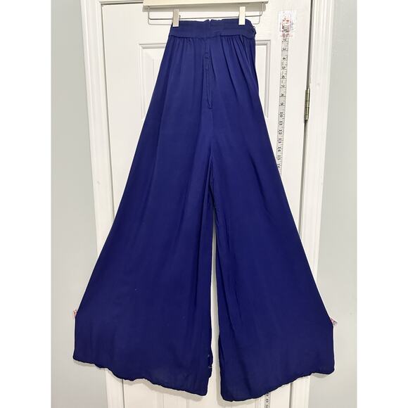 ModCloth X Collectif Akiko Wonder Embroidered Cactus Wide Trousers Pants 0 XS - Picture 7 of 11